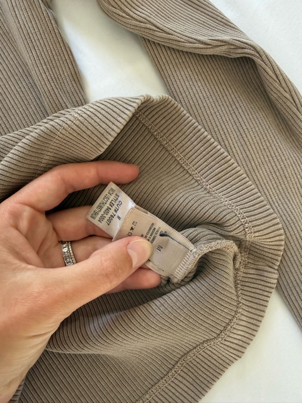 Citizens of Humanity Ribbed Henley Long Sleeve Top in Taupe - Picture 3 of 4